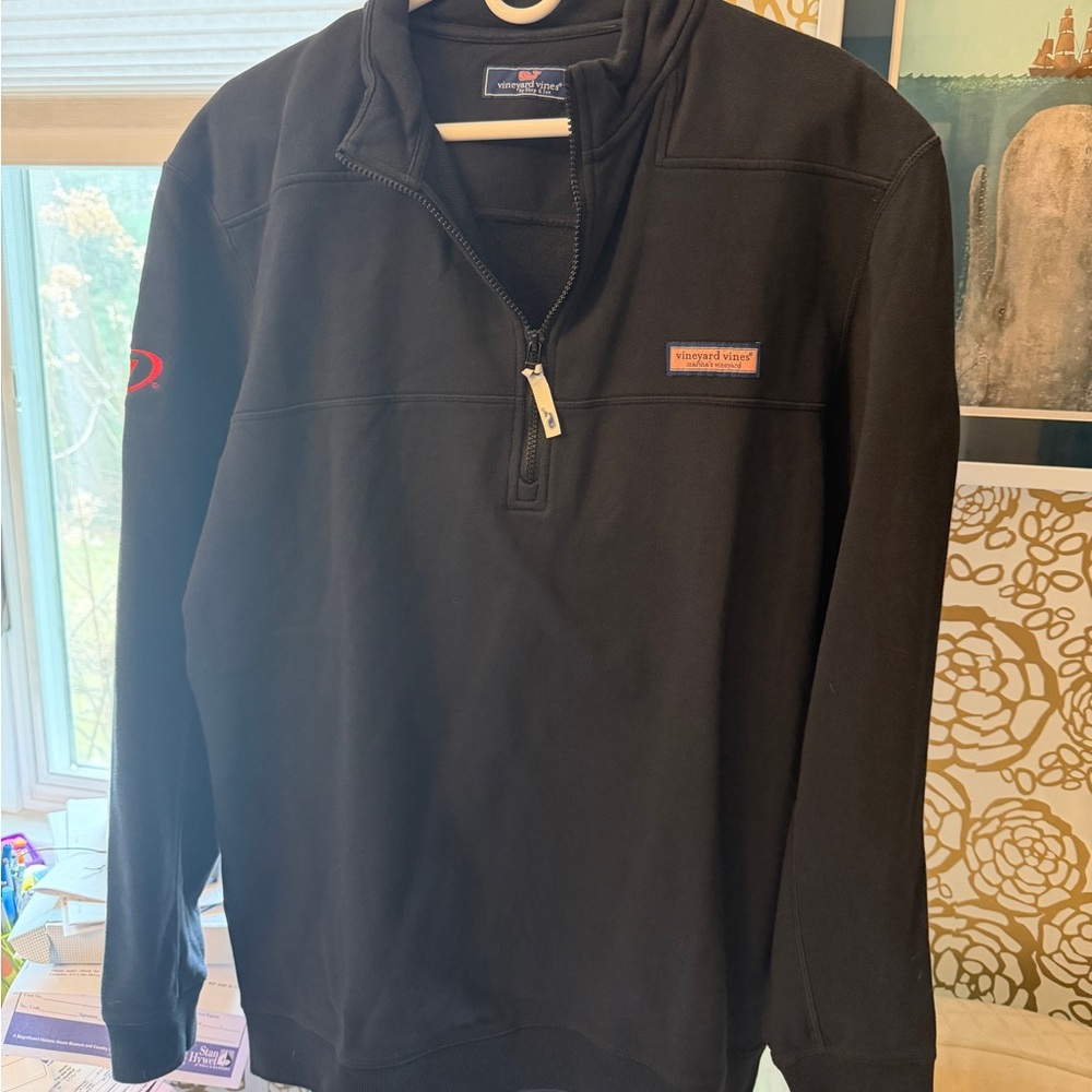 Vineyard Vines Black Pullover with Navy Label